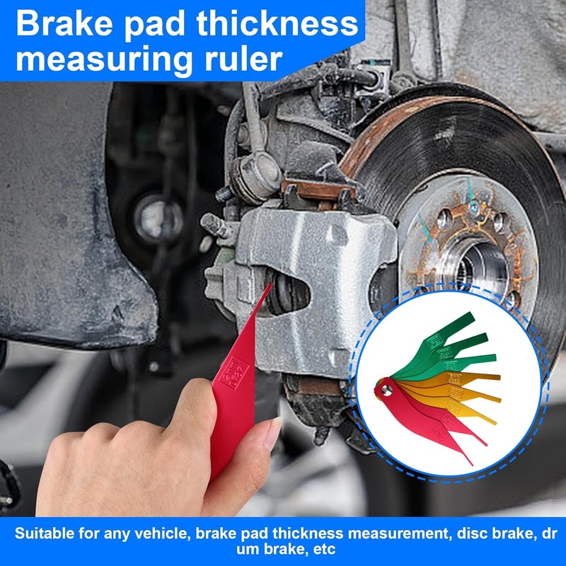 ptiysta Brake Disc Measuring Tool, 8-Piece SAE Gauge Measuring Metric Steel Structure Thickness Gauge, Color Coded Gauge Size, Measuring Disc and Drum Brake Pad Gauge - Image 5